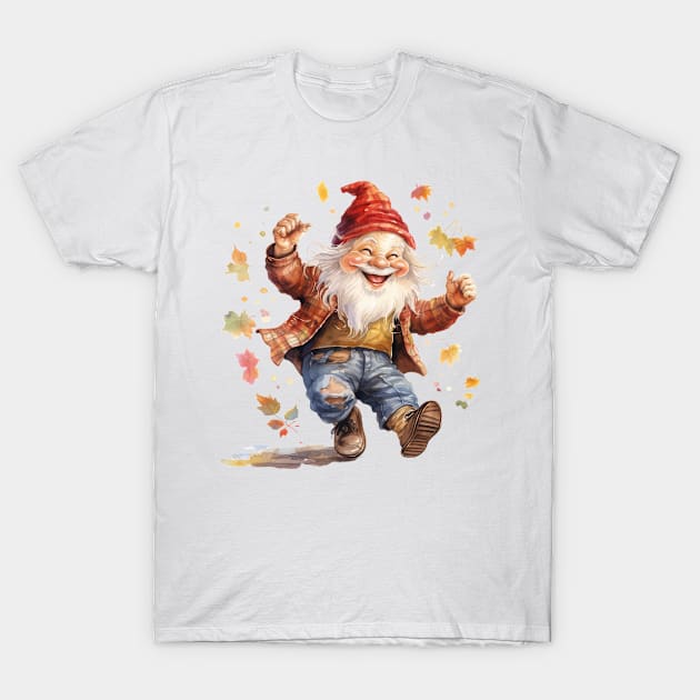 Autumn Happy Gnome #1 T-Shirt by Chromatic Fusion Studio